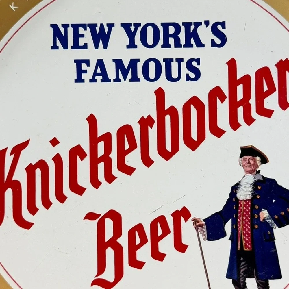 Vintage Knickerbocker Beer Tray New York Famous Ruppert Canco Metal Litho 12 In